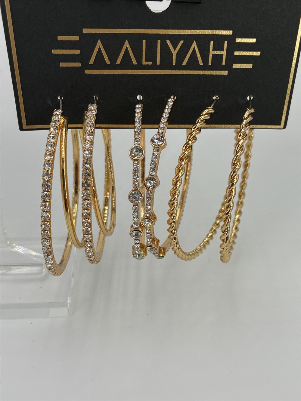 AALIYAH Gold Crystal Hoop Earring Set - Gold Rhinestone Hoops
